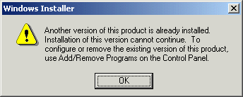 install error message
